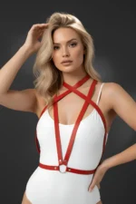 Red Women's Belt Cross Thin Leather Body Accessory - SH15 - Image 7