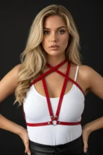 Red Women's Belt with Cross Detail Body Accessory - SH15 - Image 3