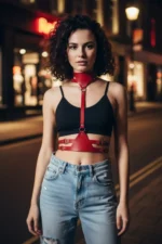 Red Women's Leather Belt Body Accessory - SH22 - Image 3