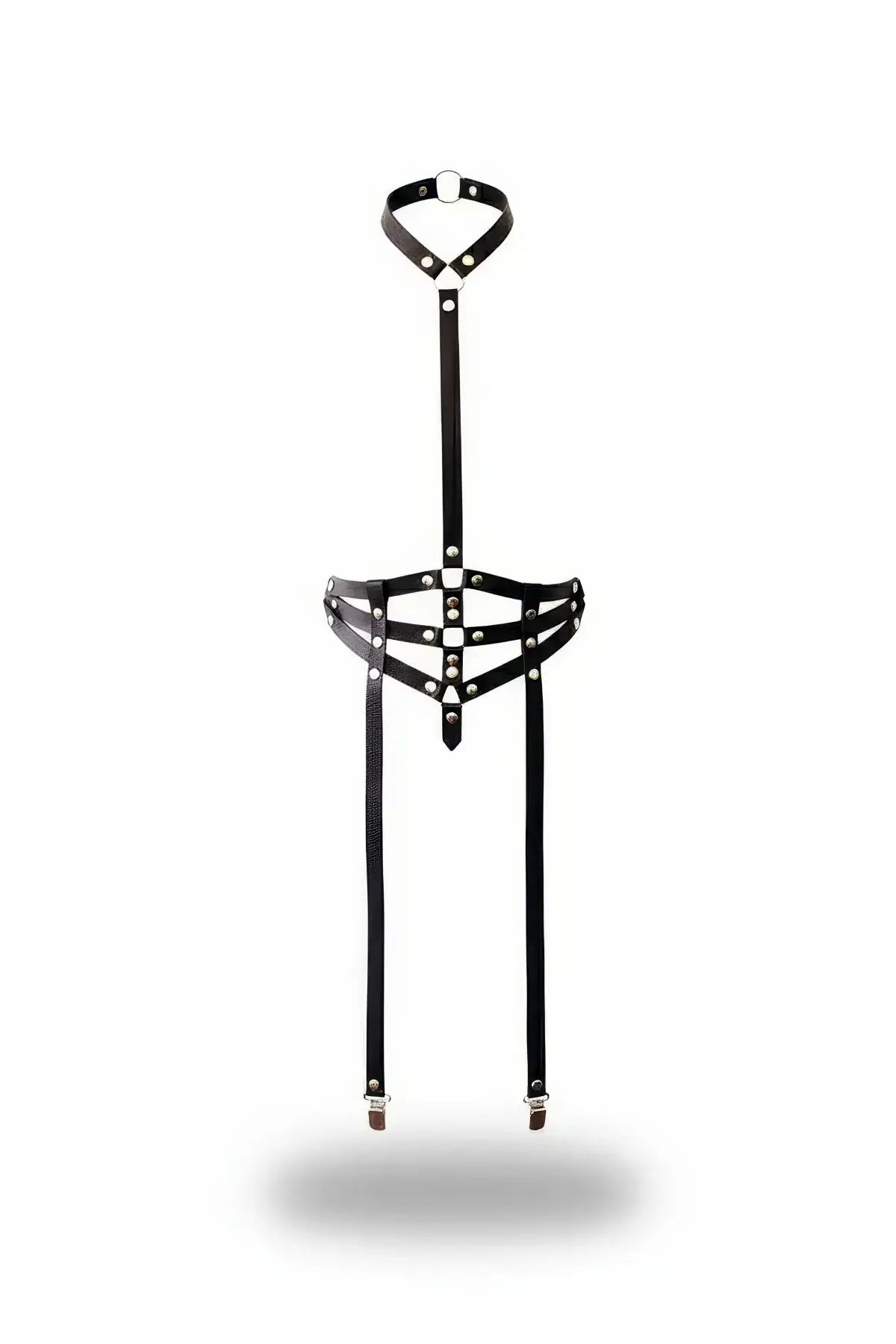 Black Women's Belt with Stud Detail Multi-Strap Body Belt - SH29