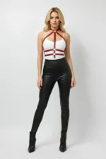 Red Women's Belt with Leather Ring Detail Body Accessory - SH30 - Image 6