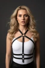 Black Women's Leather Belt Body Accessory - SH30