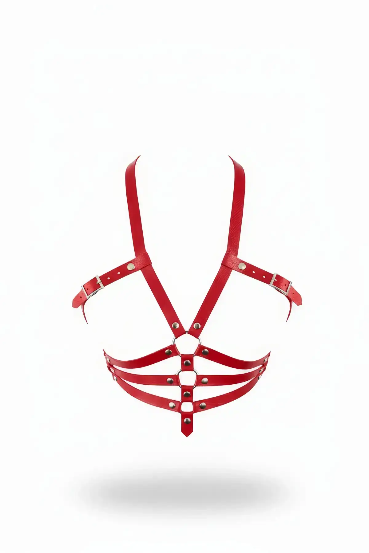 Red Women's Belt with Multiple Straps and Ring Detail Body Accessory - SH32