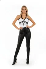 Black Women's Leather Multi-Band Body Harness - SH32 - Image 4