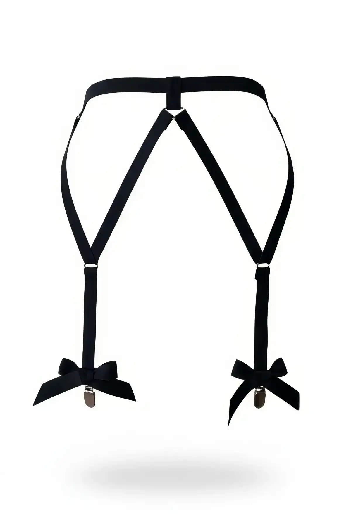 Black Garter Harness with Bow Detail, Clip-on Leg Accessory - SH68