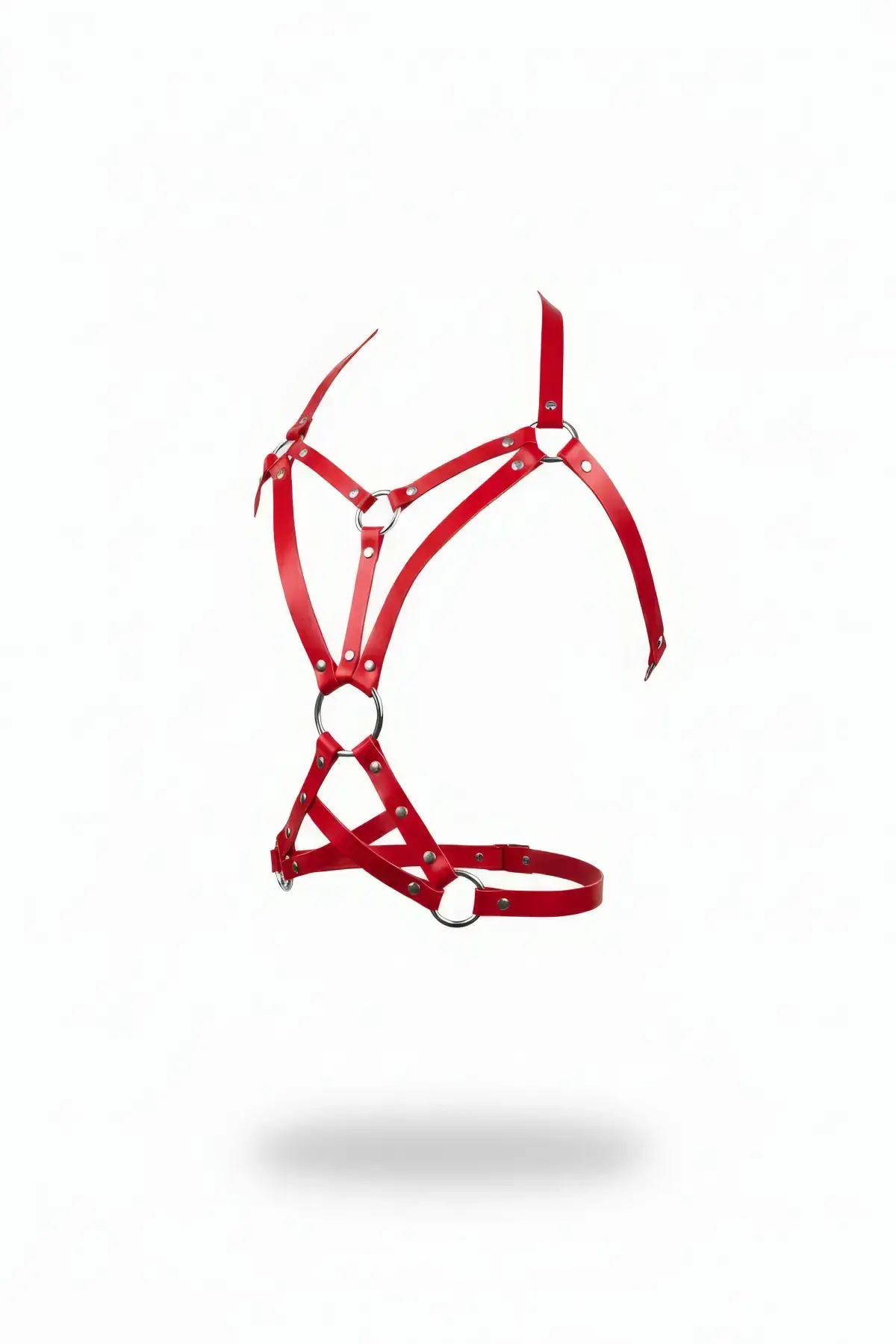 Red Women's Leather Belt Body Accessory with Ring Detail - SH107