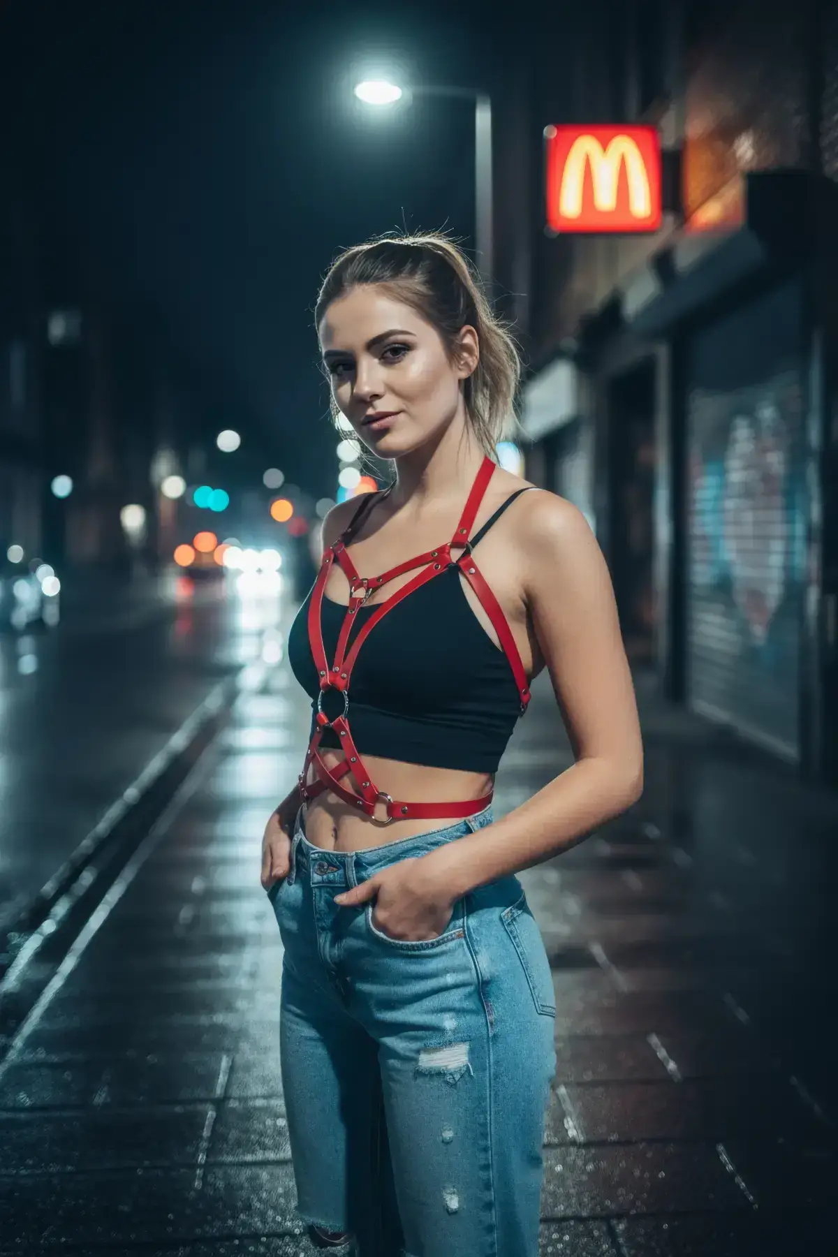 Red Women's Belt with Ring Detail Body Belt - SH107