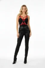 Red Women's Belt with Metal Ring Detail Body Accessory - SH107 - Image 3