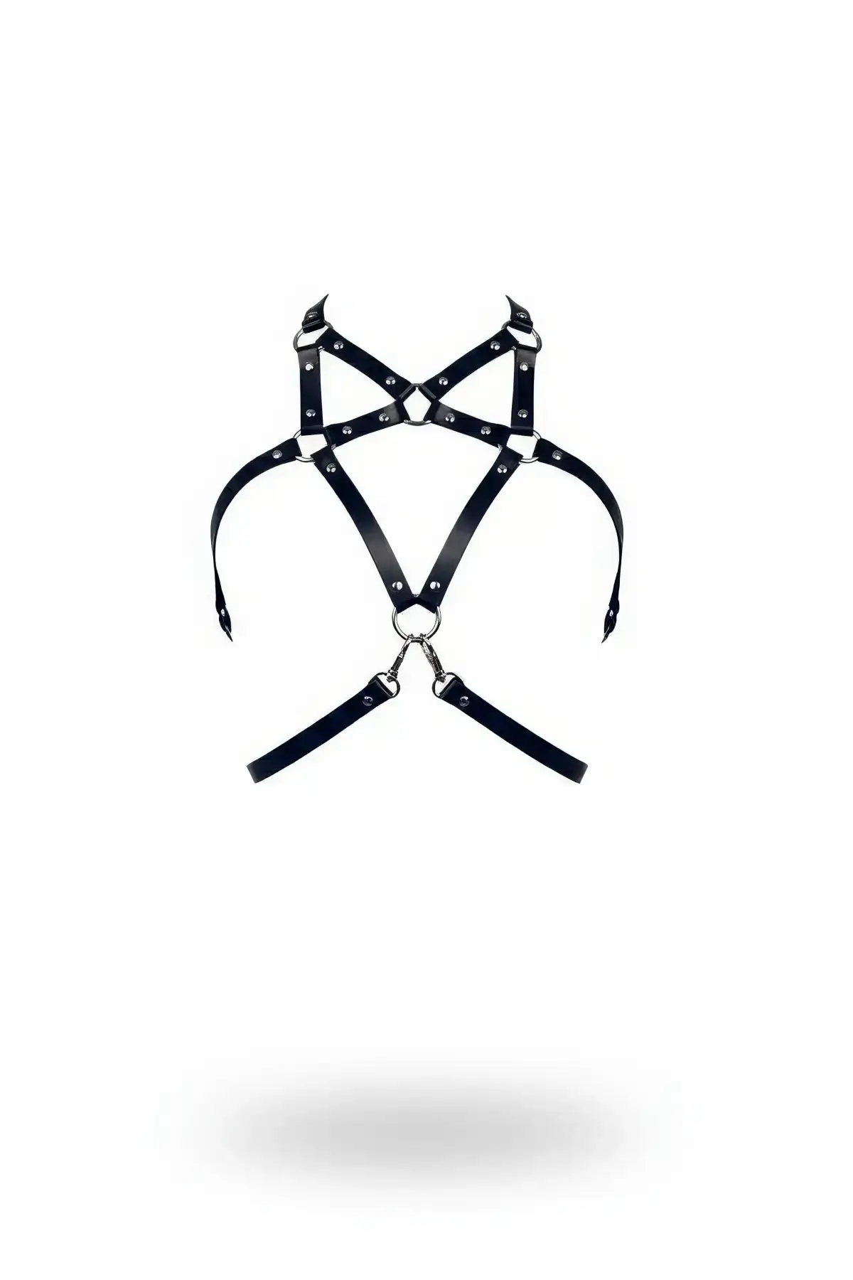 Black Women's Leather Belt with Multiple Straps Body Accessory - SH108