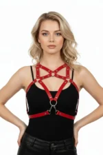 Red Women's Belt Body Accessory with Cross Buckle - SH108 - Image 3