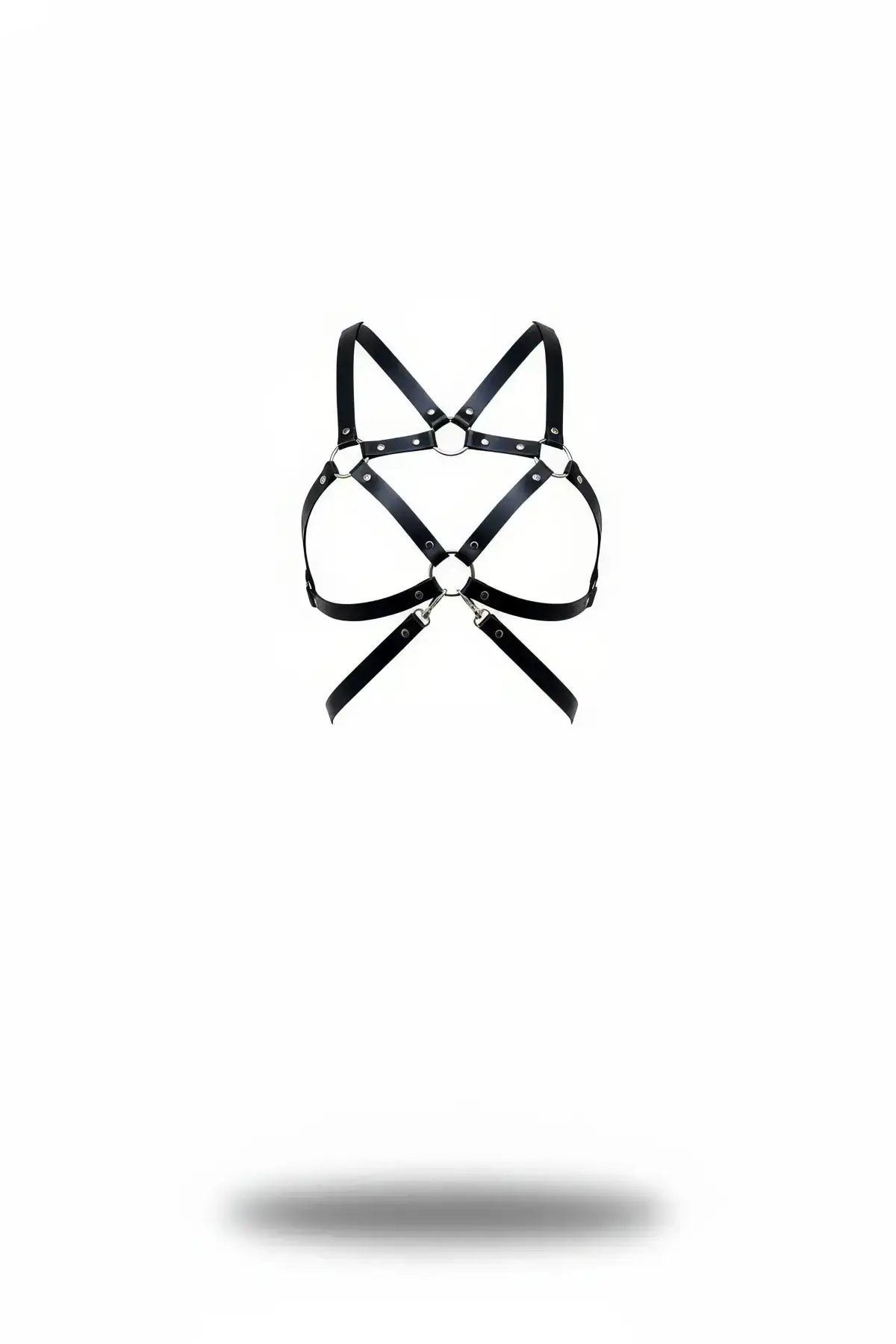 Black Women's Belt with Metal Ring Detail Body Accessory - SH109