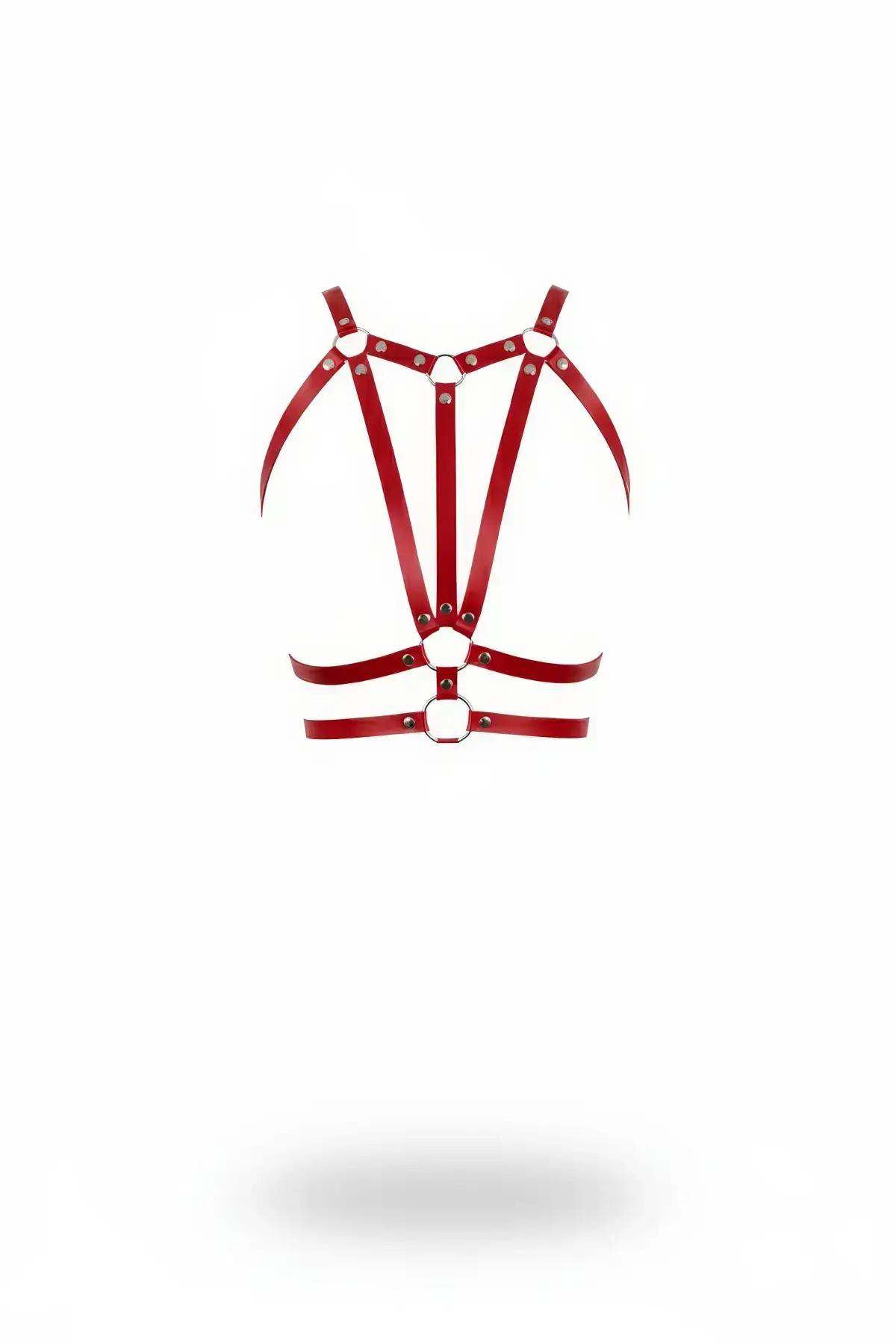 Red Women's Belt with Multiple Straps and O-Rings Body Accessory - SH114