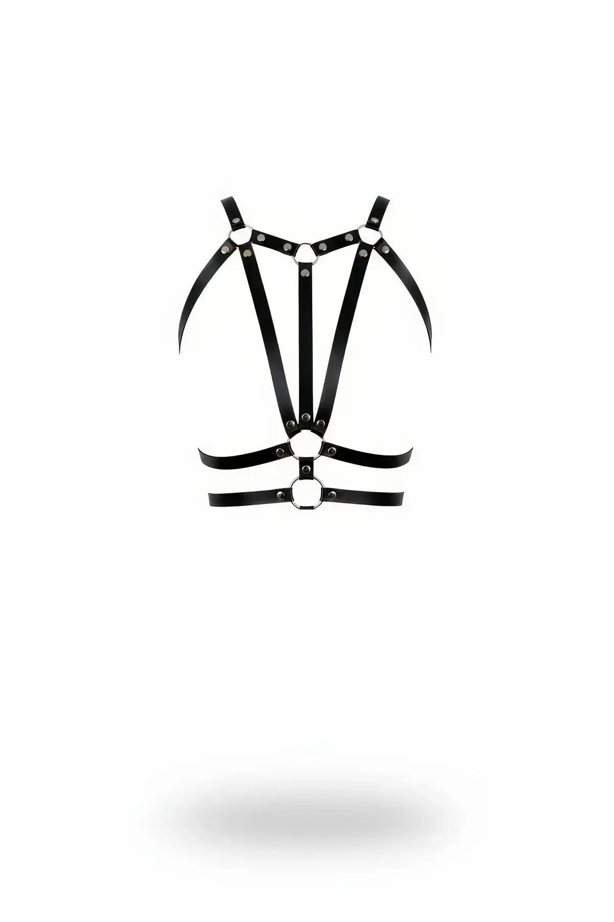 Black Women's Leather Belt with Multiple Straps Body Accessory - SH114