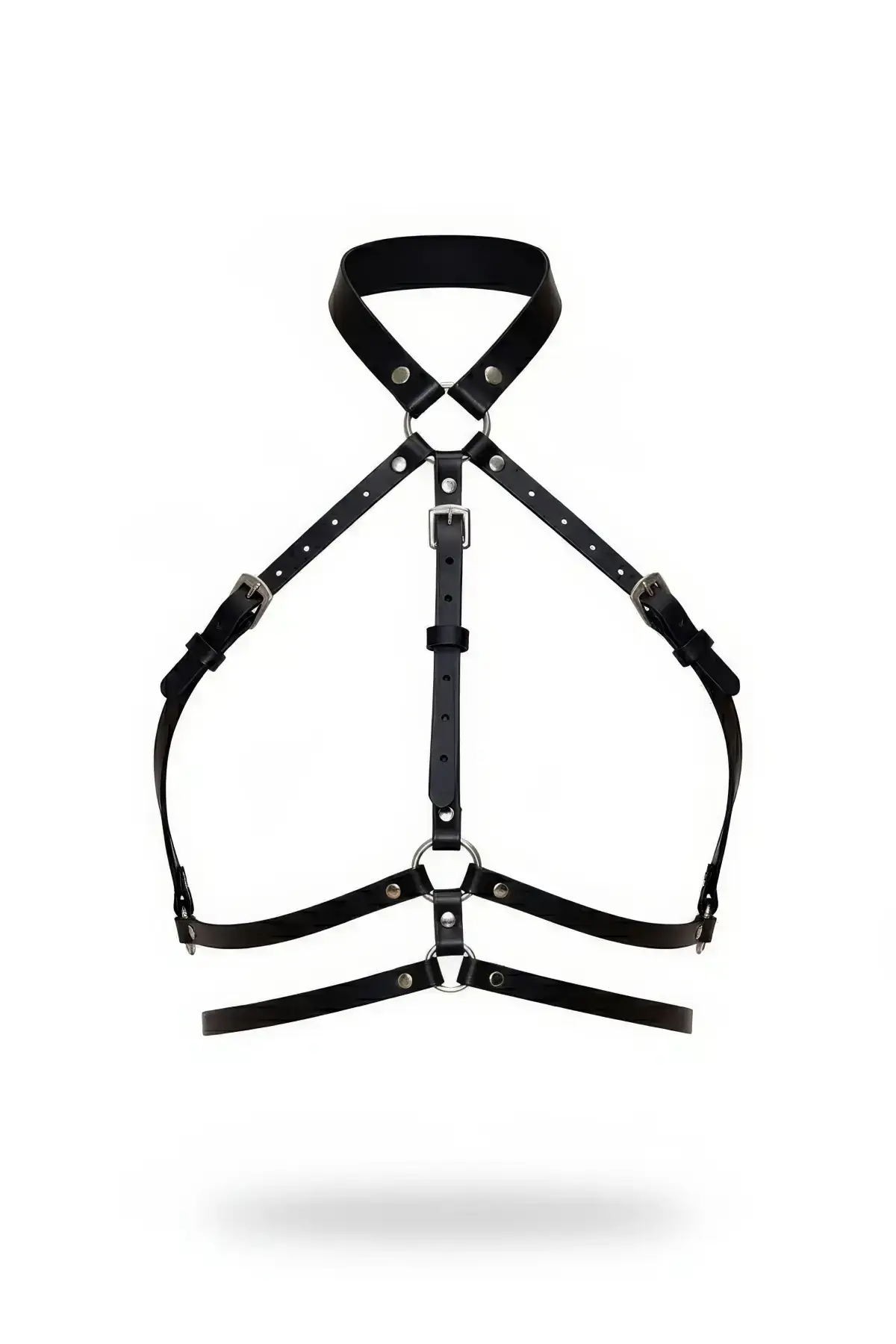 Black Women's Belt with Faux Leather Collar Detail Body Accessory - SH119