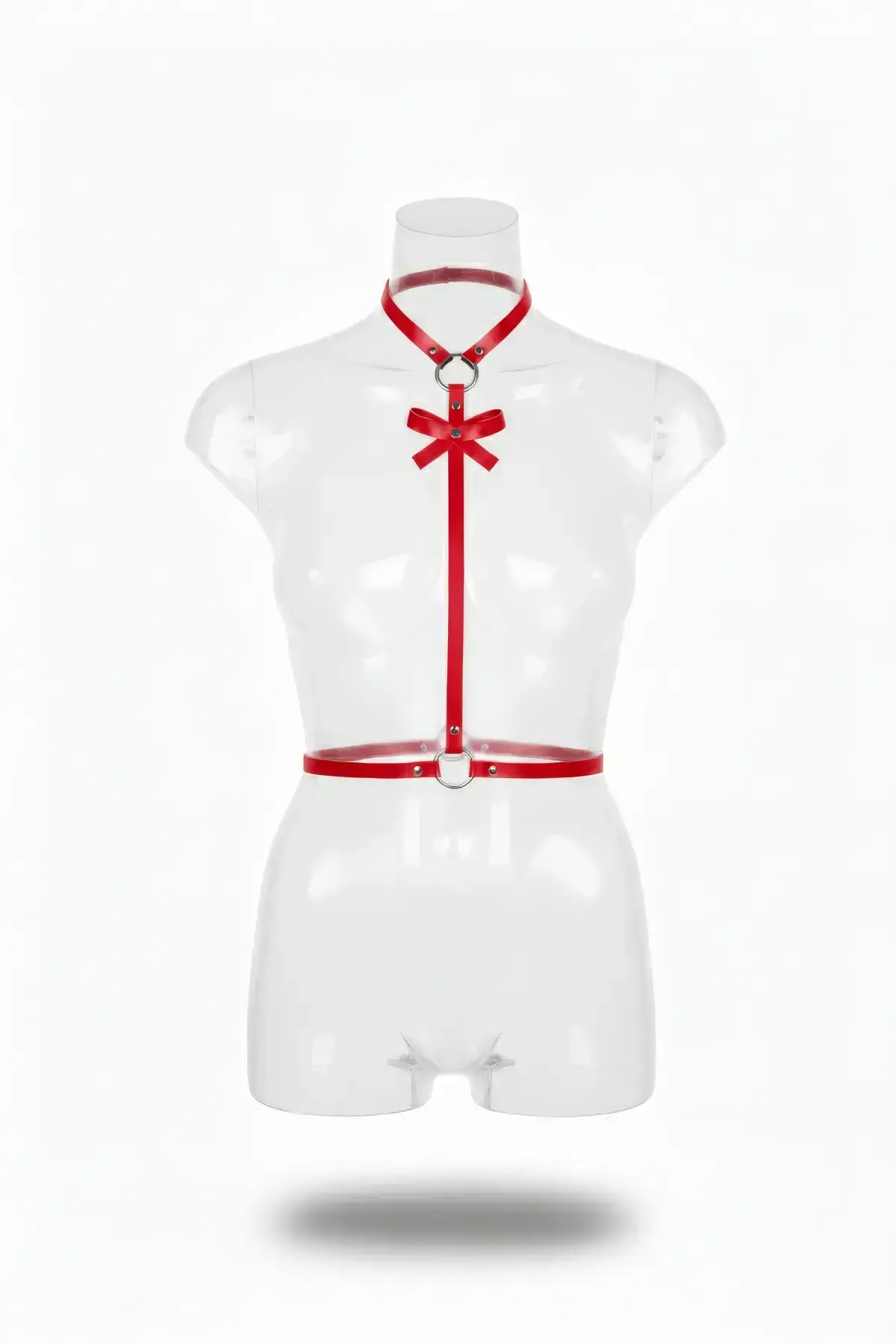 Red Women's Belt with Bow Detail Neckpiece Body Accessory - SH127