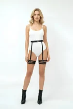 Black Garter Harness Leather Leg Accessory with Buckle - SH129 - Image 8