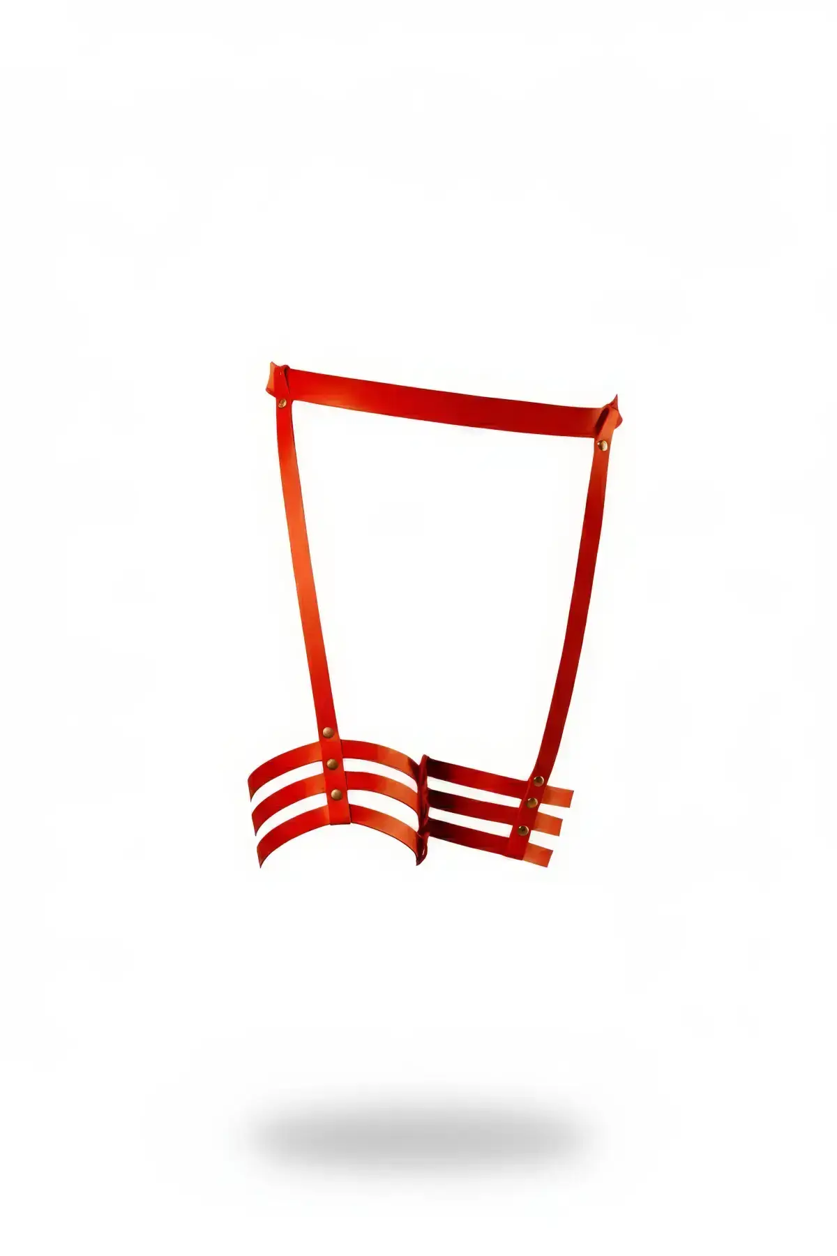 133891.webp Red Garter Harness Leather Leg Accessory with Stud Detail - SH129 - Image 1