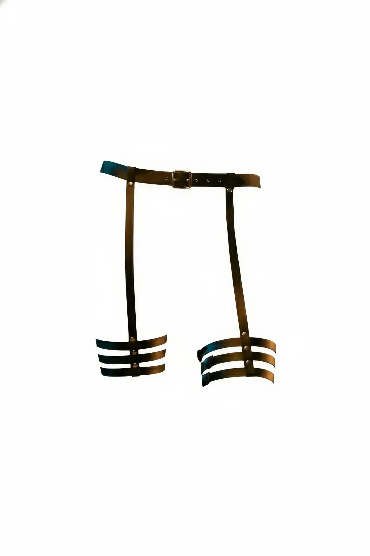 Black Garter Harness Leather Buckle Leg Accessory - SH129
