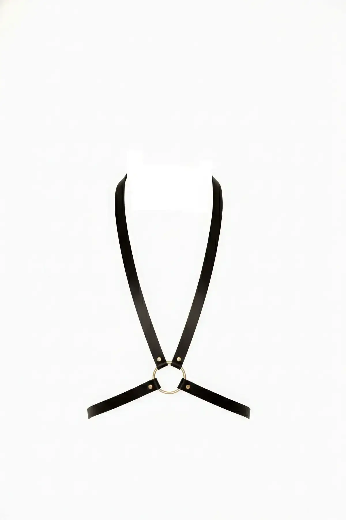 Black Women's Belt with Metal Ring Detail, Leather Body Accessory - SH131