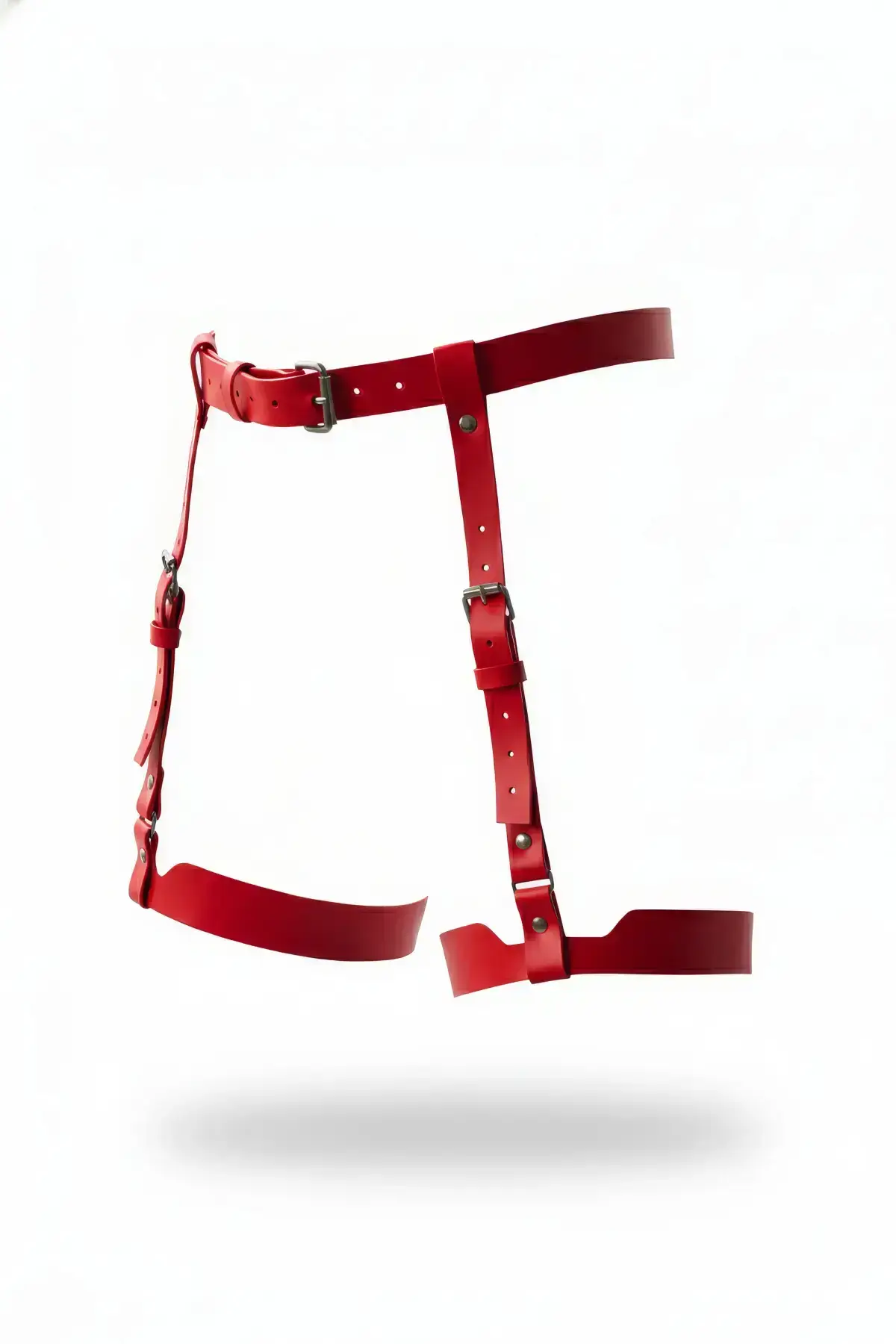 Red Garter Harness Leather Adjustable Buckle Leg Accessory - SH133