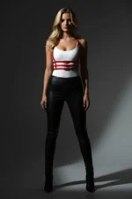 Red Women's Belt, Multiple Buckle Faux Leather Body Belt - SH135 - Image 3