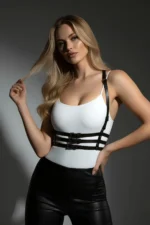 Black Women's Belt with Three Buckles, Leather Body Accessory - SH135 - Image 3