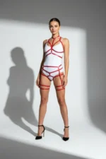 Red Harness Set with Neck Detail and Body Garter Set - SH142