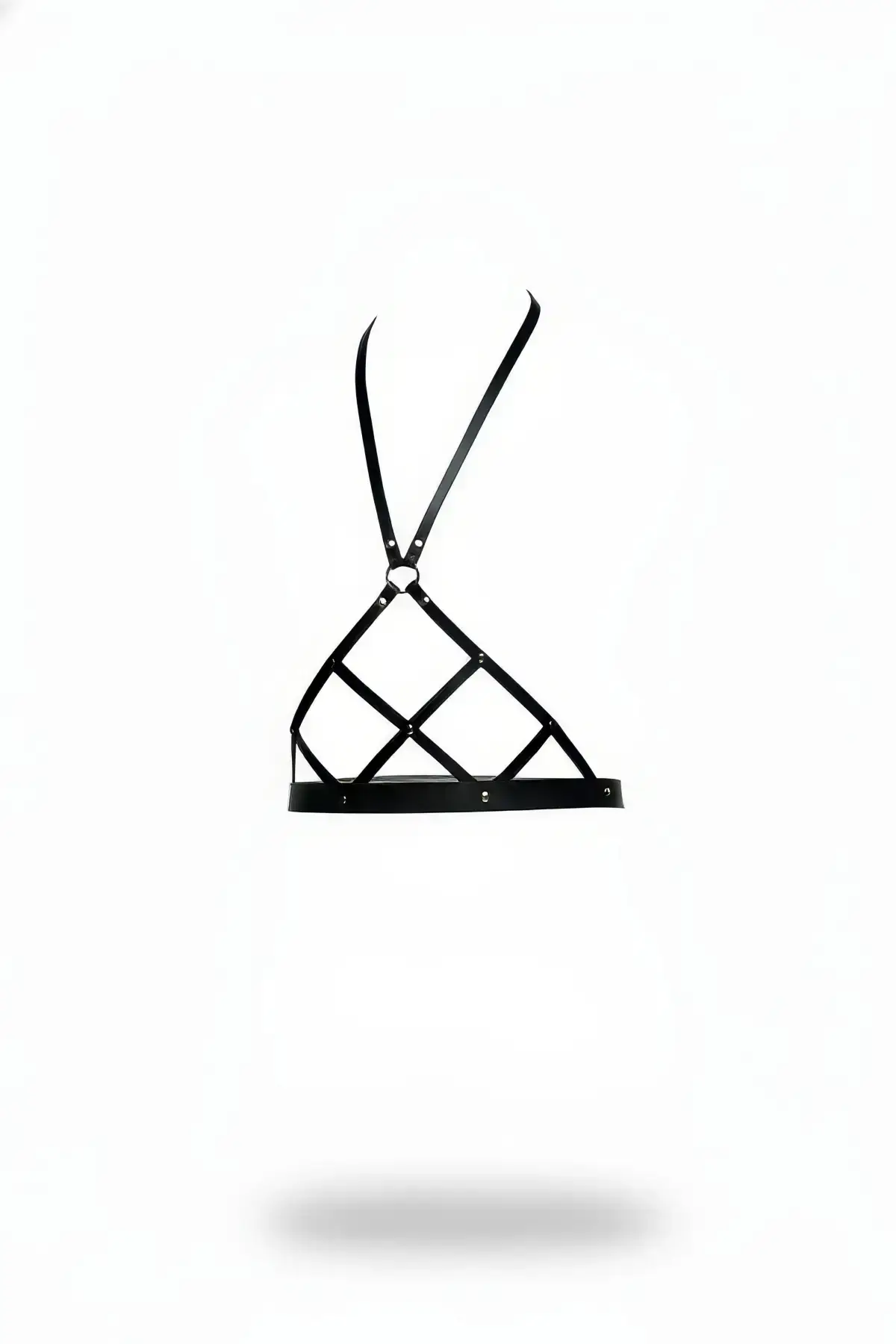 Black Women's Leather Belt with Cross Strap Body Accessory - SH187