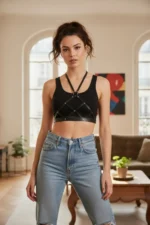 Black Women's Belt Cross Faux Leather Body Accessory - SH187 - Image 2