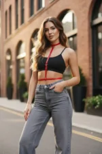 Red Women's Belt, Thin Leather, Multi-Strap Body Accessory - SH188