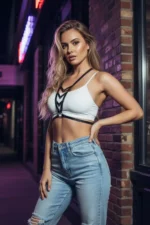 Black Women's Belt with Stud Detail, Multi-Strap Body Accessory - SH192 - Image 3