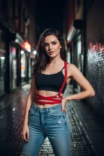 Red Women's Cross-Strap Body Accessory - SH198 - Image 3