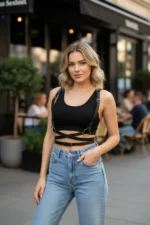 Black Women's Belt with Multiple Band Detail Body Belt - SH198 - Image 5