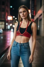 Red Women's Leather Studded Body Binding Belt - SH199 - Image 3