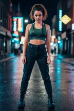 Black Women's Leather Body Belt with Stud Detail - SH199 - Image 2