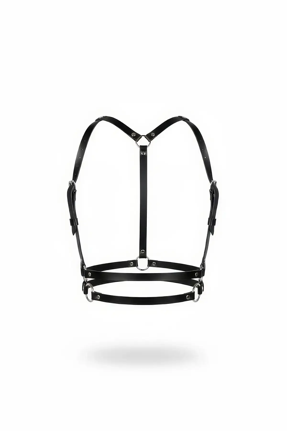 Black Women's Leather Belt with O-Ring Detail Body Accessory - SH210