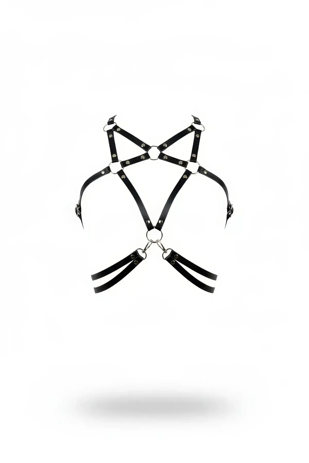 Black Women's Belt with Leather Ring Detail Body Accessory - SH211