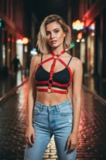 Red Women's Belt Faux Leather Crossbody Accessory - SH218 - Image 3