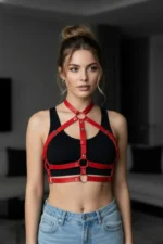 Red Women's Belt Faux Leather Crossbody Accessory - SH218 - Image 4