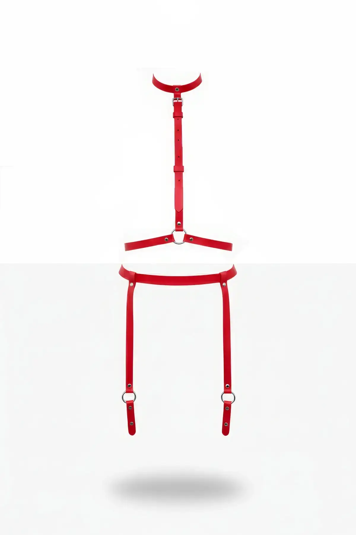 Red Harness Set Faux Leather Body Accessory with O-Ring Detail - SH230