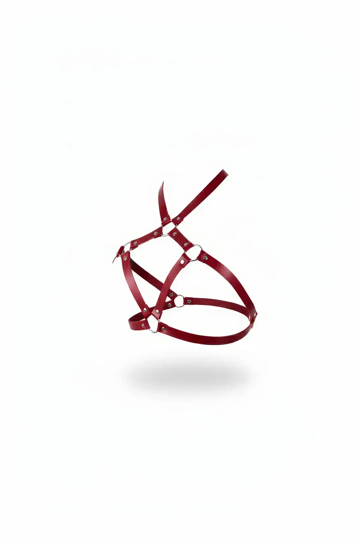 Red Chest Harness Leather Body Accessory with Ring Detail - SH231