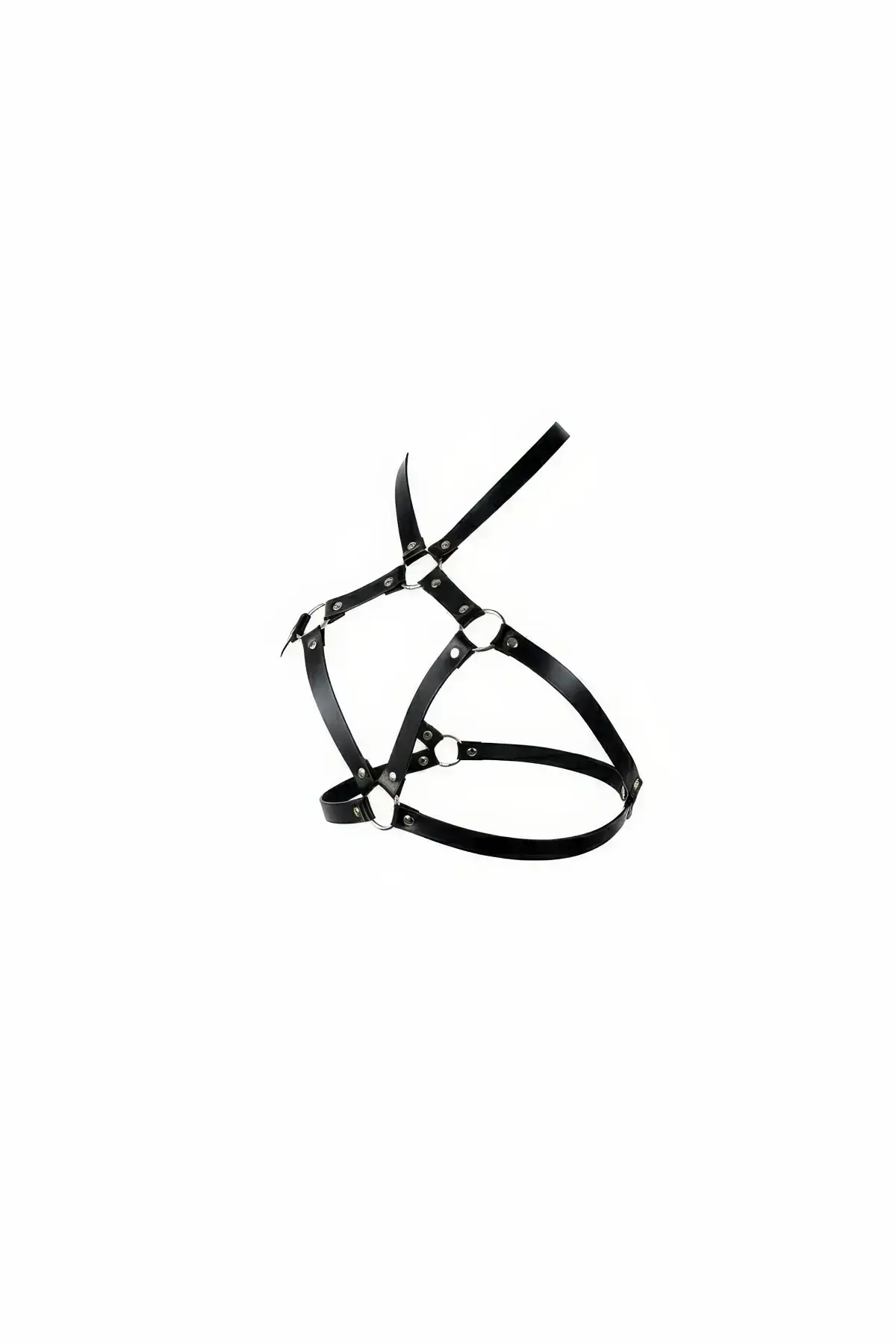 Black Chest Harness with Metal Ring Detail - SH231