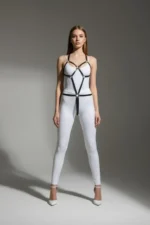 Siyah Suni Deri Metal Halka Detaylı Body Harness SH240