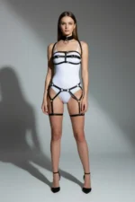 Black Harness Set with O-Ring Detail, Leather Body Accessory - SH242 - Image 2