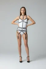 Black Body Harness with Neck Detail, Adjustable Body Garter - SH262 - Image 2