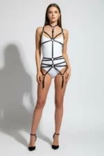 Black Body Harness with Neck Detail, Adjustable Body Garter - SH262 - Image 3