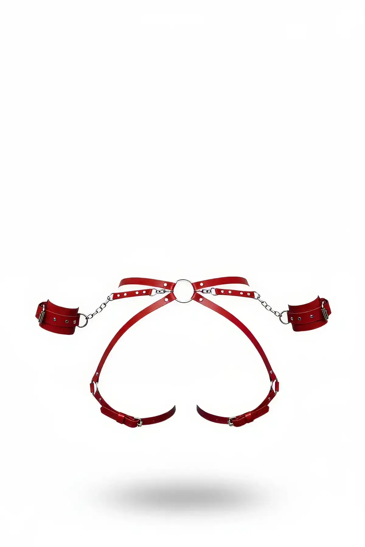 Red Harness Set with Chain Detail and Cuff - SH270