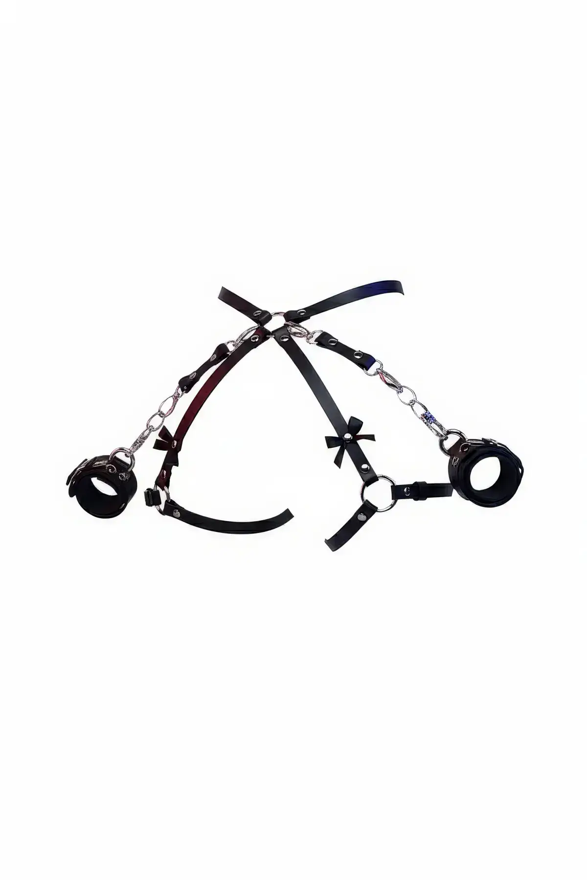 Black Harness Set with Chain Detail and Wrist Cuff - SH275