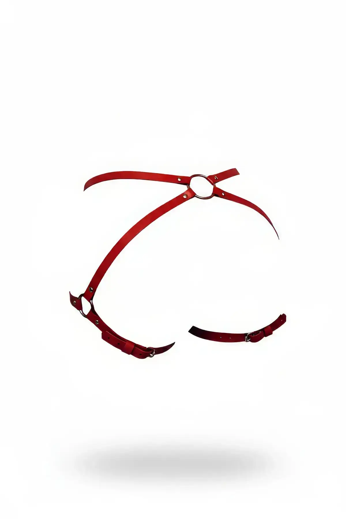 Red Thong - Faux Leather Body Garter with Ring Detail - SH294