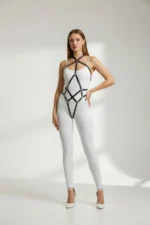 Siyah Deri Geometrik Şeritli ve Toka Detaylı Body Harness SH295 - Image 2
